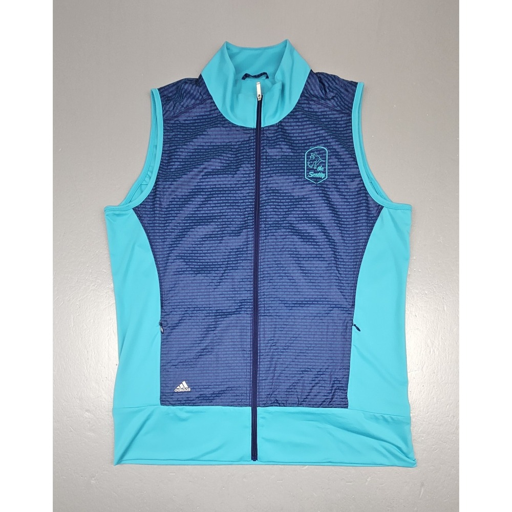 Adidas‎ Technical Vest Womens Large. Wind Blue Teal Athletic Zip Up The Scotty.